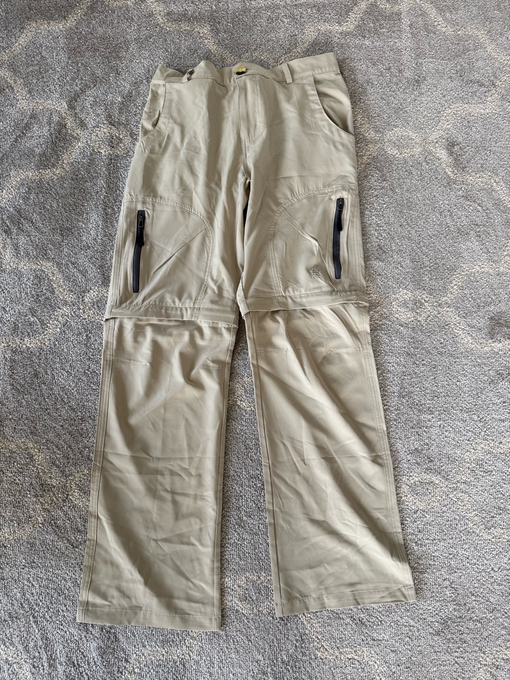 Convertible Hiking Pants Zip-Off Cargo Khaki Size M